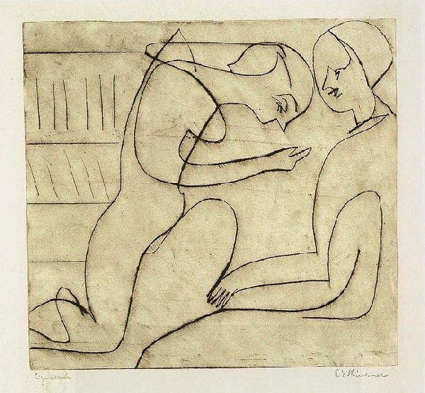 Ernst Ludwig Kirchner Lovers in the bibliothek - etching China oil painting art